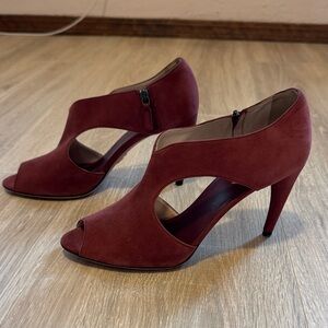 Prada Burgundy Peep-Toe Cutout Heels 41